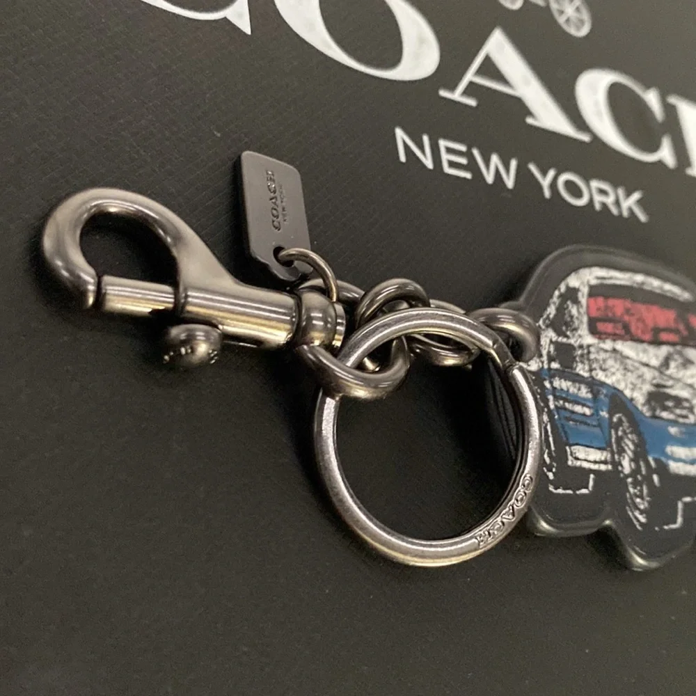 NWOT Coach Leather Camaro Race Car Key Fob Chain Keychain Bag Charm Legendary - Picture 3 of 7